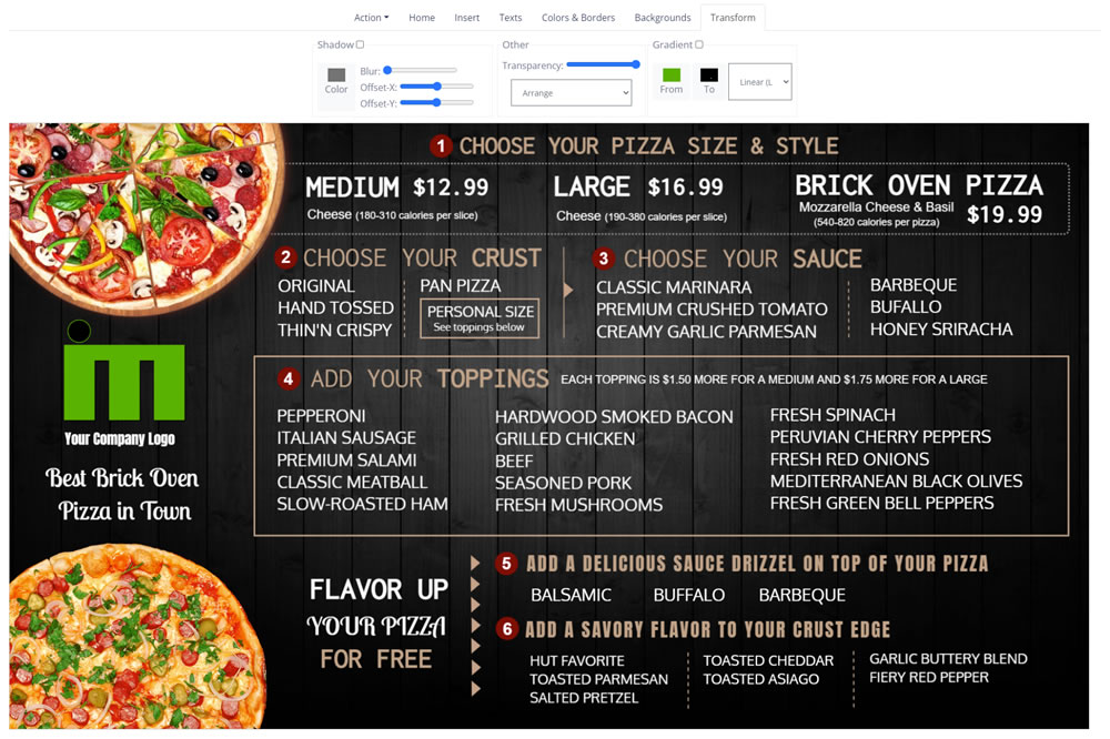 Interactive Menus design software